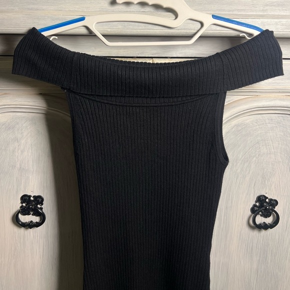 Revolve superdown Black Ribbed Off The Shoulder Mini Sweater Bodycon Dress - Picture 5 of 7